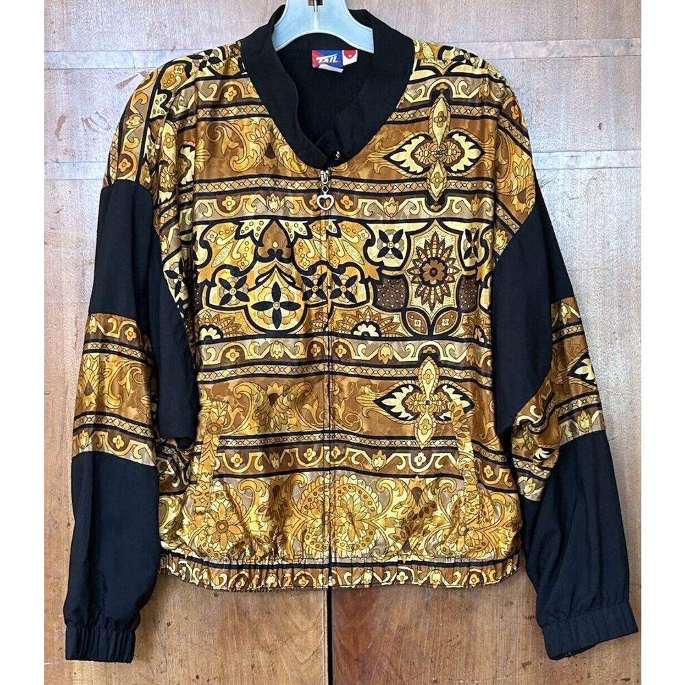 VTG Tail Women’s Silky Floral Print Bomber Jacket Medium OversizedY2K Fly Girl
